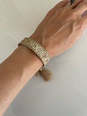 DIOR J’ADORE Beige Woven Tassel Bracelet woven tan